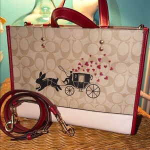 Coach Lunar New Year Signature Canvas Rabbit Carriage Dempsey Tote NWOT